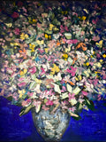 Flowers in a vase original oil impasto style painting.