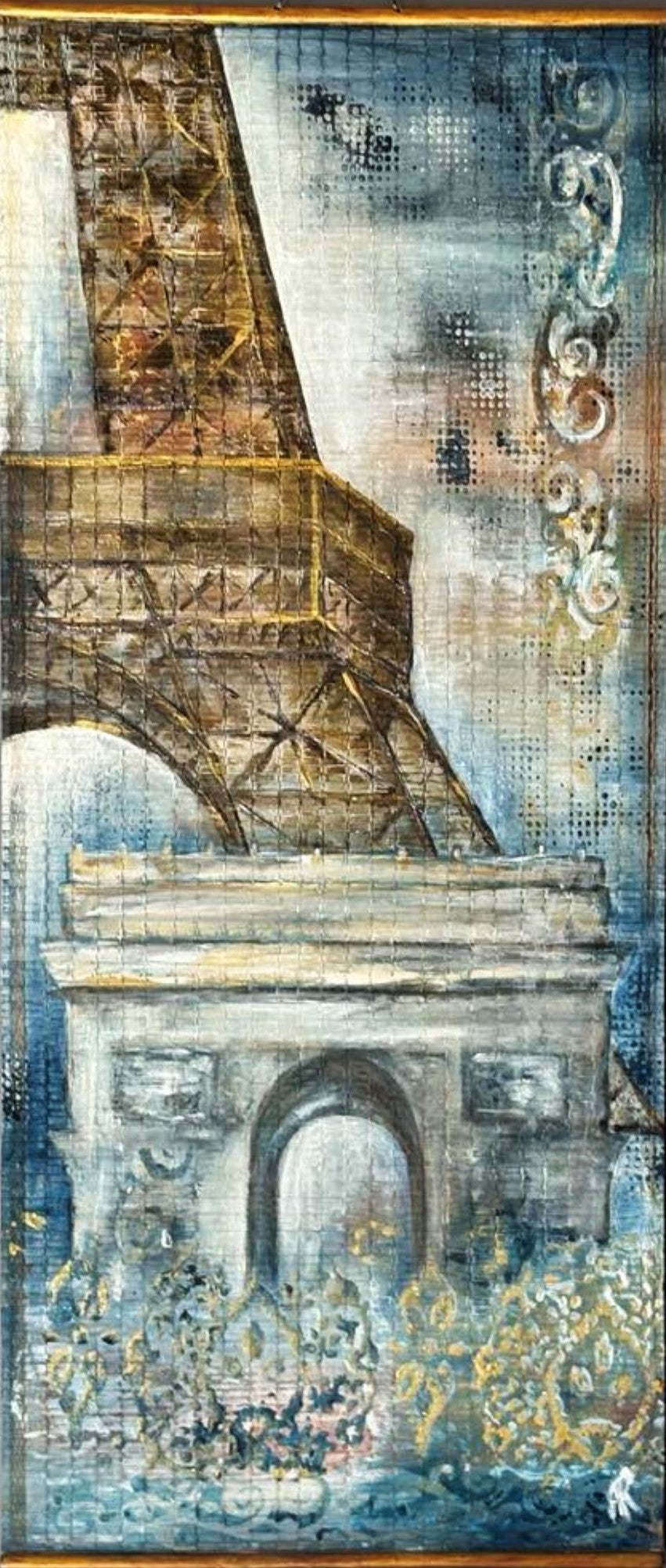 A Paris acrylic painting on bamboo