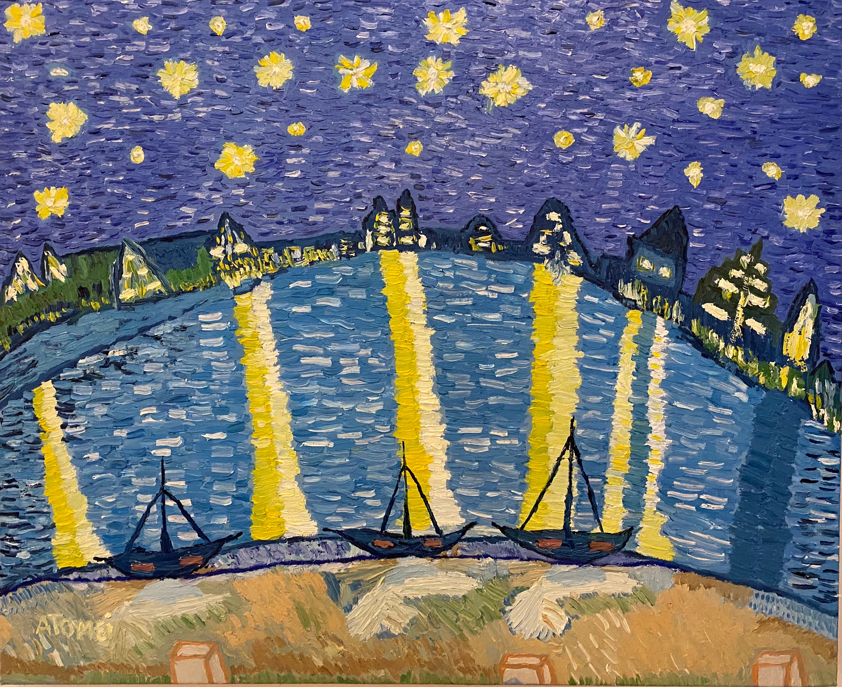 Starry Night at Marseilles Port