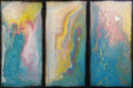 large triptych pouring paintings "Abstract A1118"