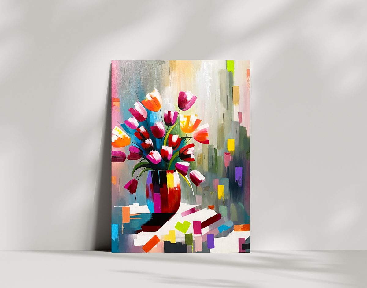 "Vibrant Harmony – Original Abstract Tulip Painting"