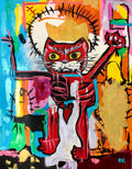 UNTITLED RED KING CAT VERSION OF FAMOUS PAINTING BY JEAN-MICHEL BASQUIAT.