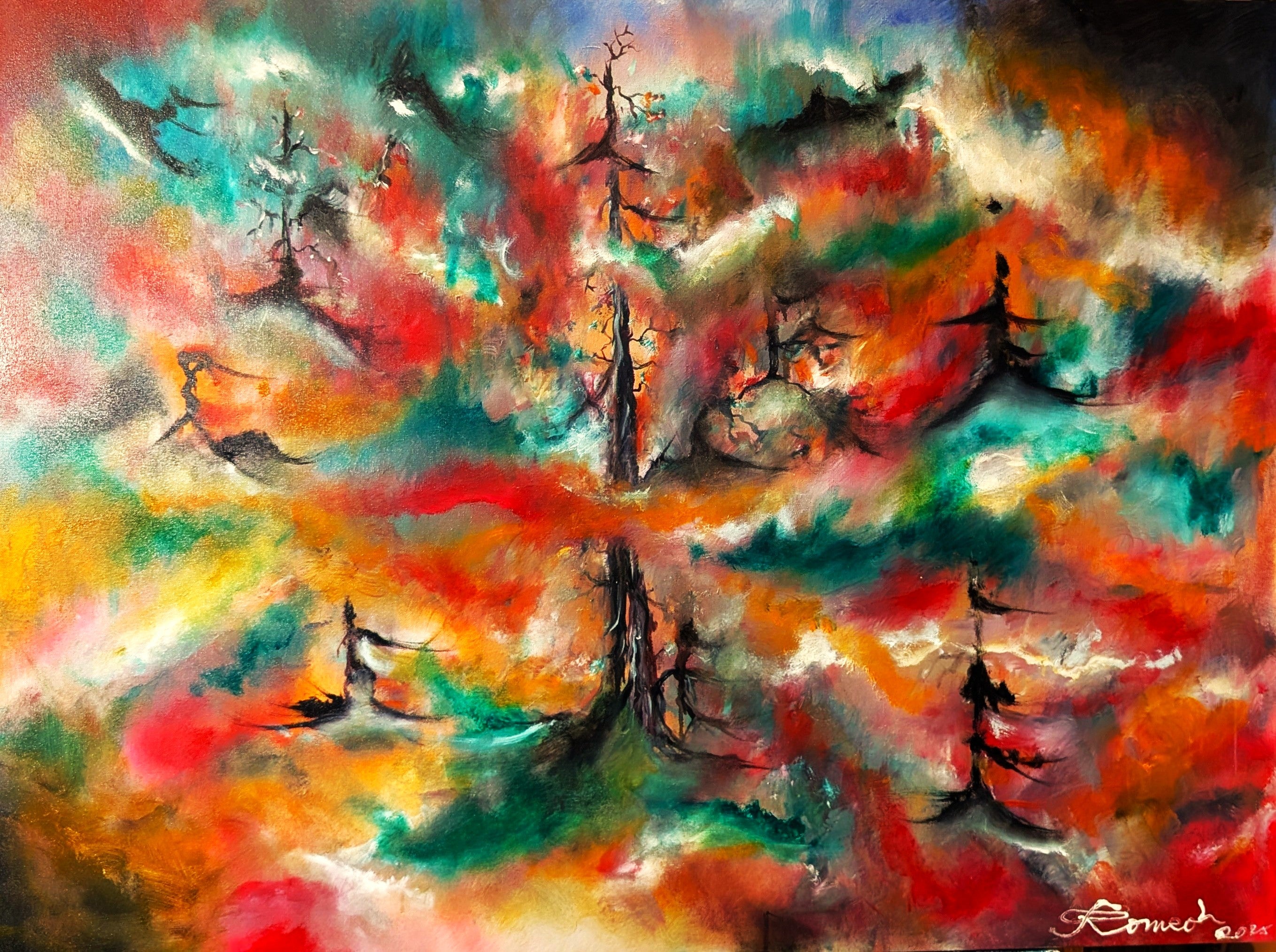 Happiness after Avangard, Hypersonic, Oil on canvas, 36x48 inch, SKU 3086