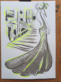 Amazing Lady ink drawing on paper.