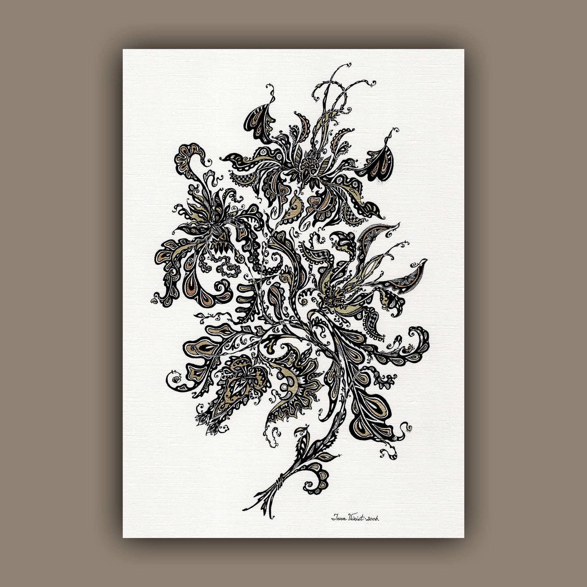 Floral Whispers in Gold and Ink