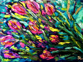 Tulips original oil impasto style painting