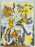 ‘Still life magnolia in Spring’ Acrylic and gold leaf Painting by Elena Ciobanica