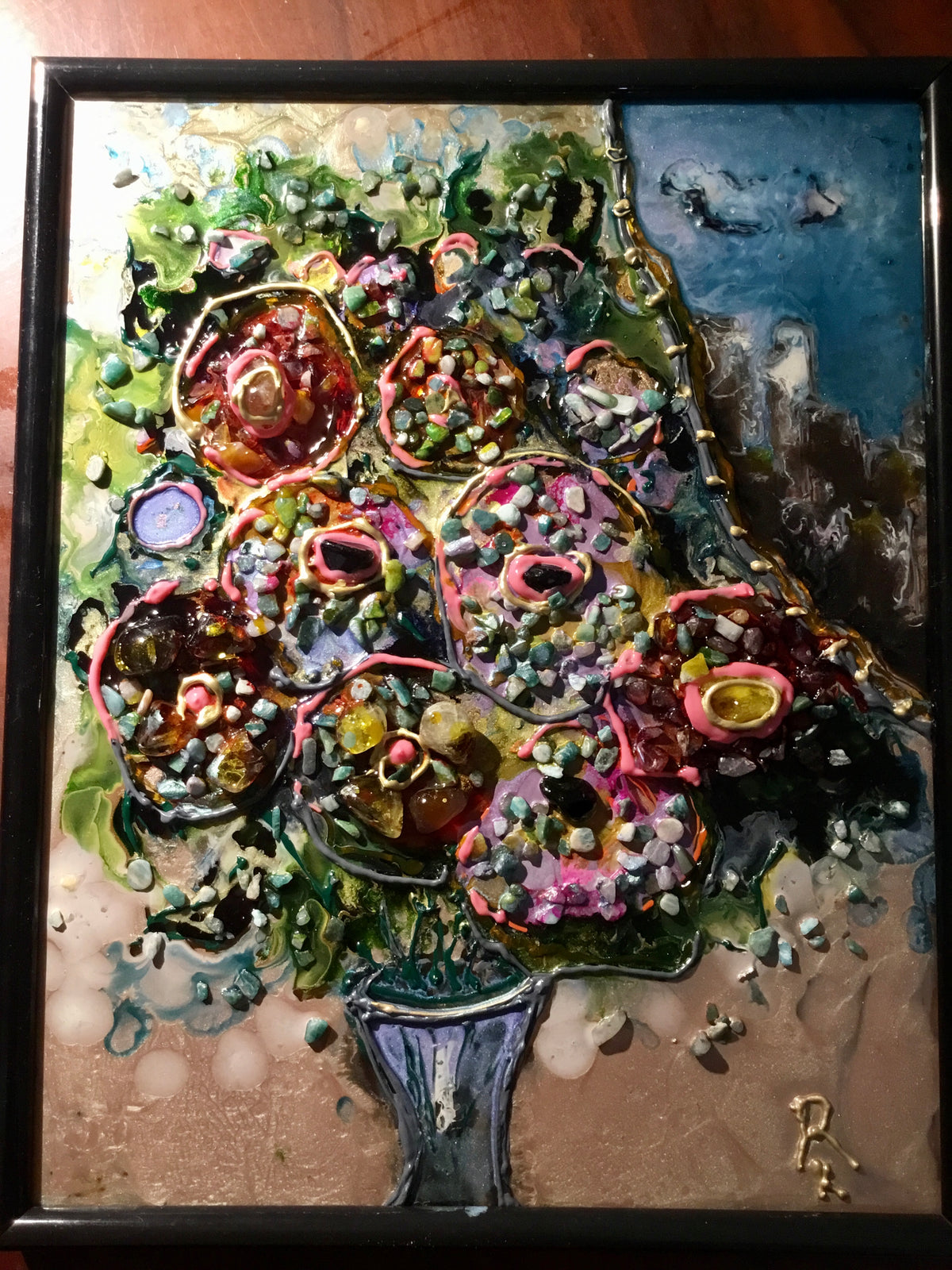Modern mix media glass art