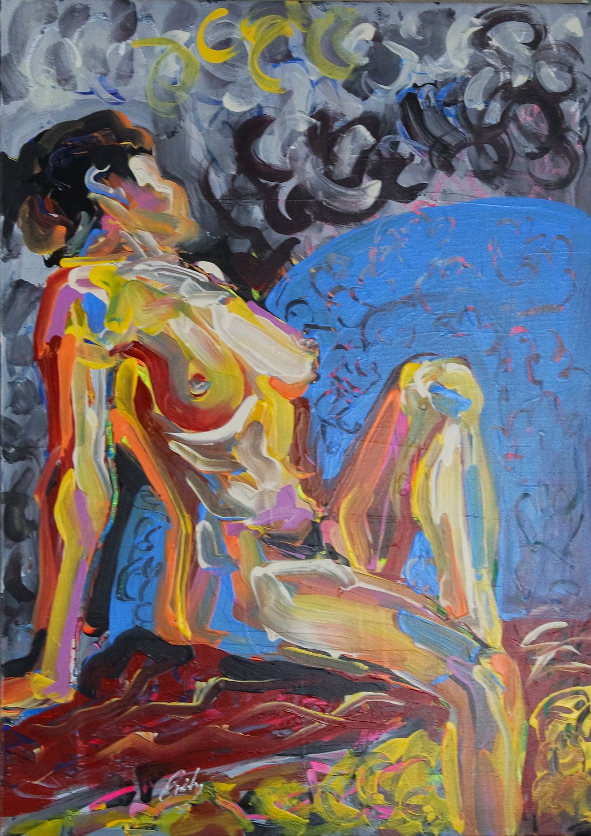 Beautiful colourful figurative nude 914