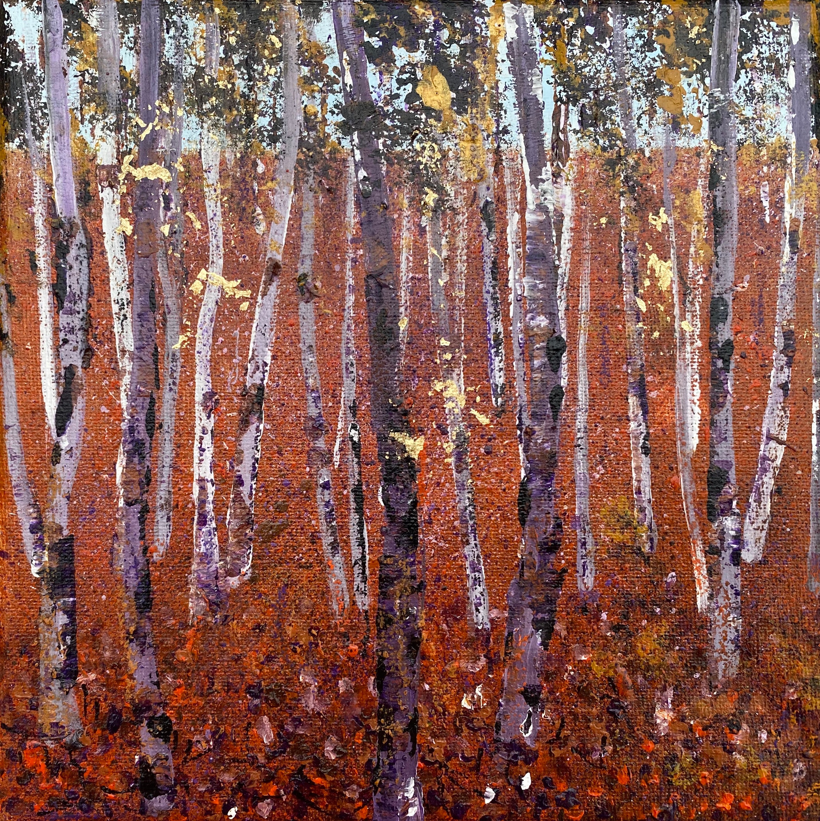 Seasons Autumn Birch woods after Klimt