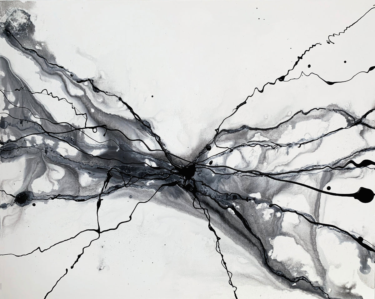 Black and white magnetism abstract large