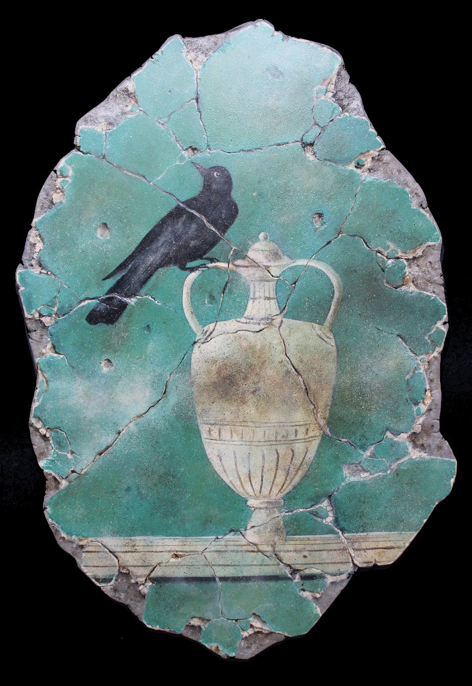 Blackbird & Roman Vase Fresco