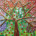 Golden Tree with Hearts and Blossoms