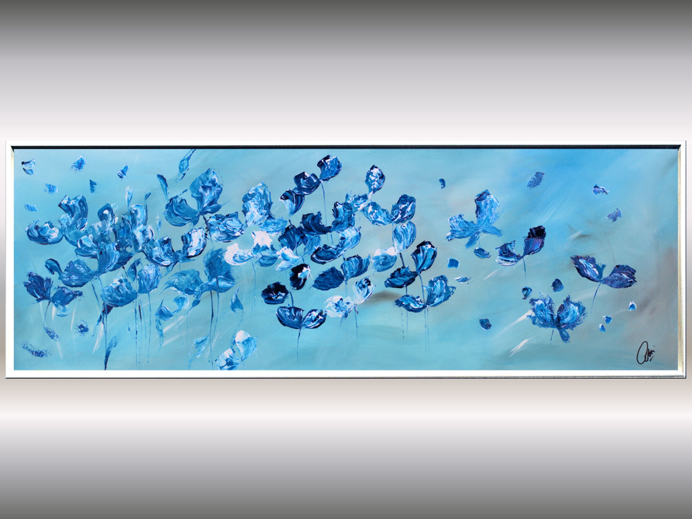 Blue Romance - abstract flowers in frame