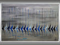 Blue Regatta- Abstract Sailboat Painting in Frame