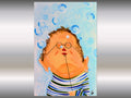 Mr Bubbles - Abstract Acrylic Painting Whimsical Art Oversized Painting Blue Art Ready to Hang