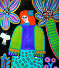 Woman in a tropical garden