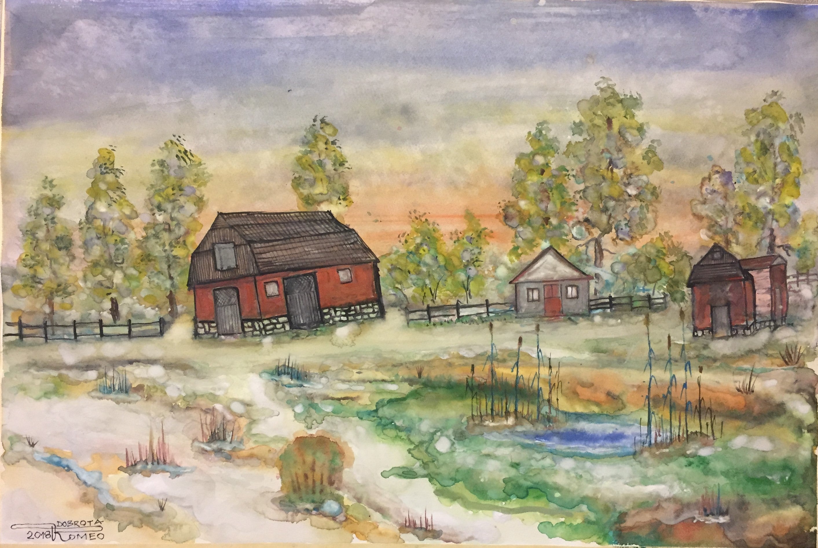 Canadian old farm, 15x22, water colours ON COLD PRESS PAPER SKU 4073
