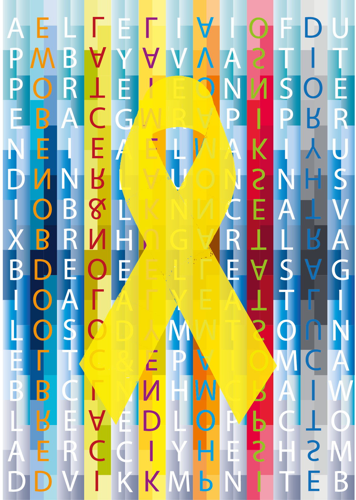 Charity Project - Yellow Awareness Ribbon with A2W Word Research 2017