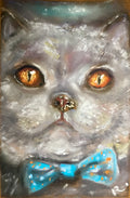 Cat in a bow tie pastel painting