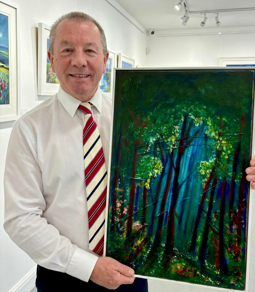 Enchanted Forest, Mysterious Woodland semi abstract Original oil Painting