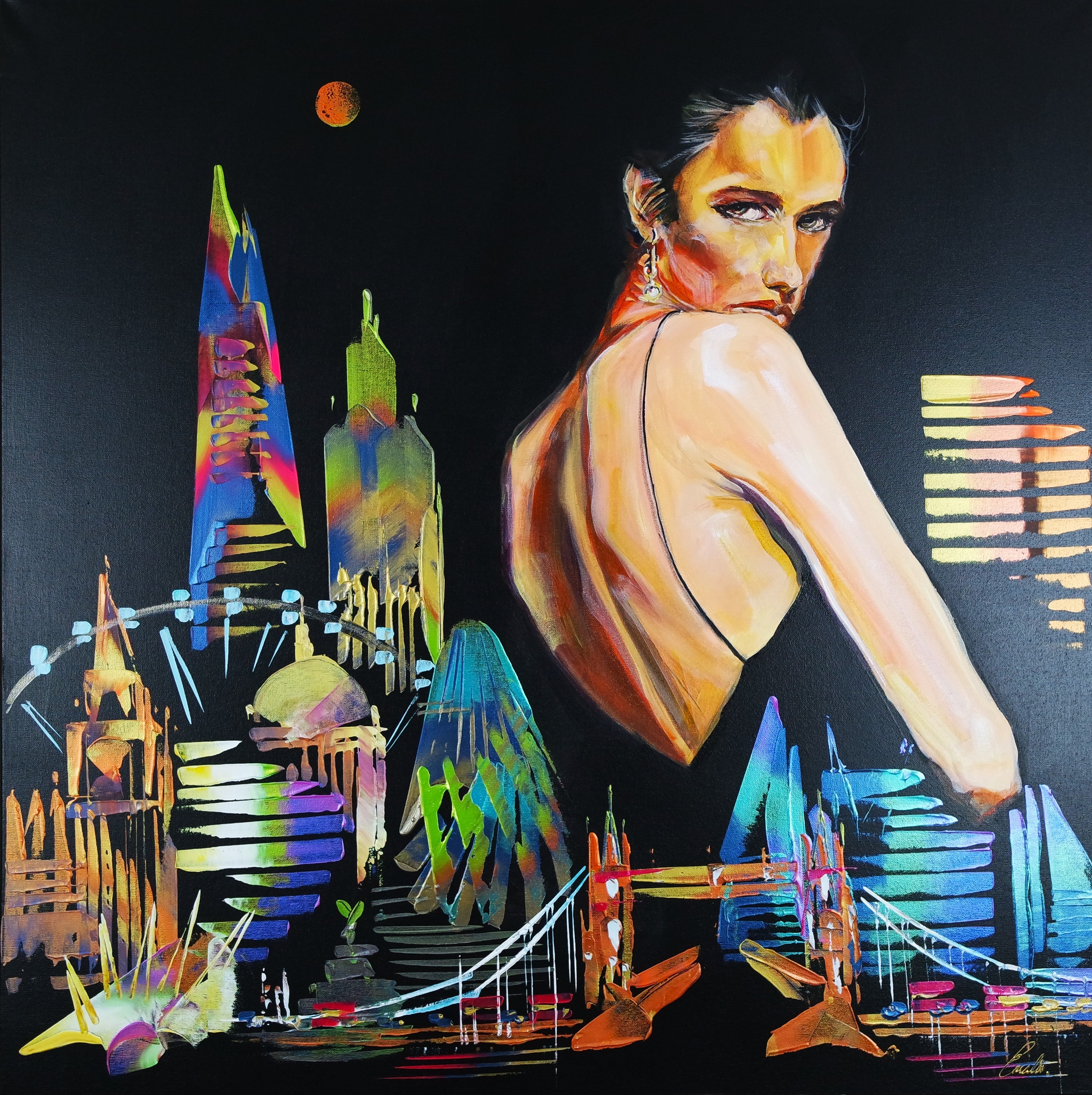 City London Abstract Dark Night Figure 5043