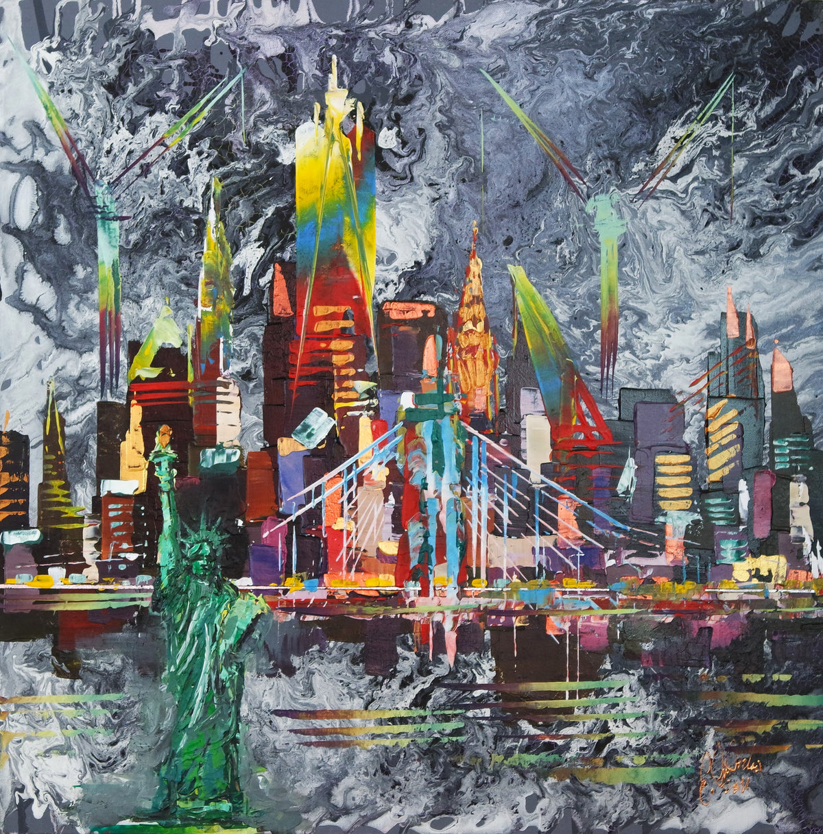 City New York Liberty dramatic skyline 150