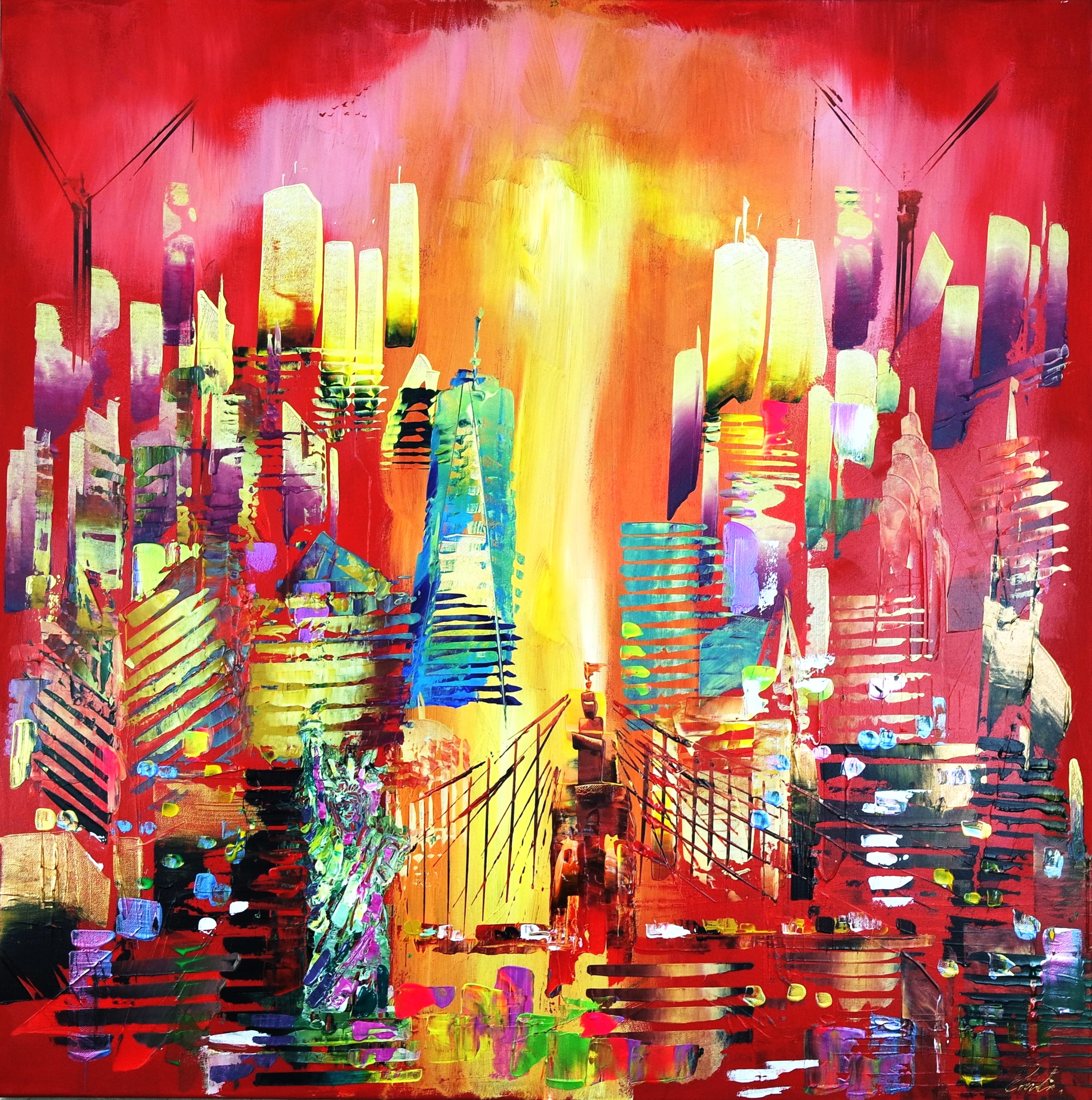 City New York Sunset Abstract 646