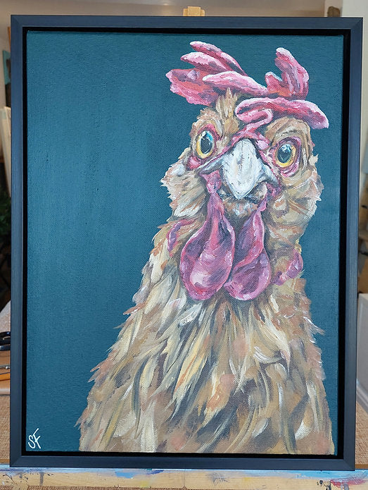 Clucked! Original Chicken Rooster Painting 30x40cm
