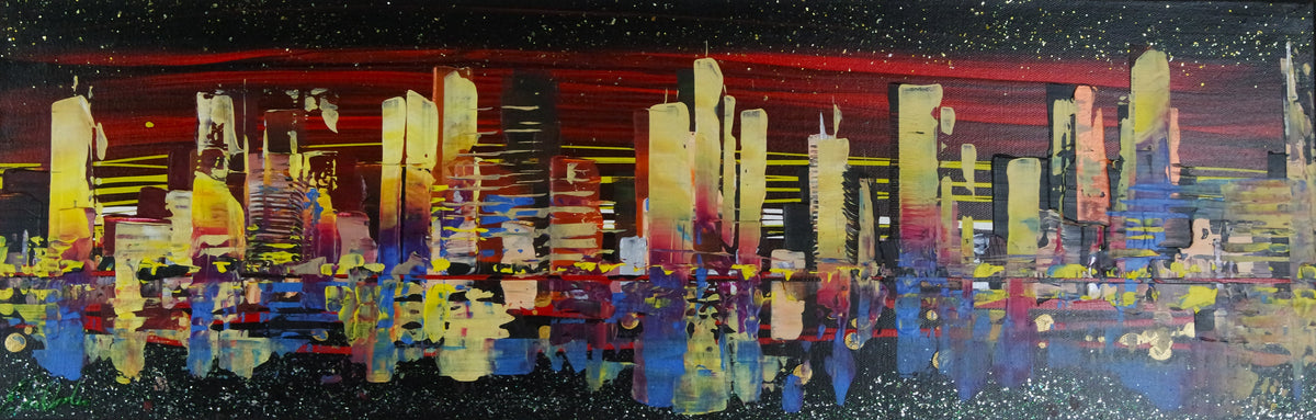 Colourful city night skyline 4000
