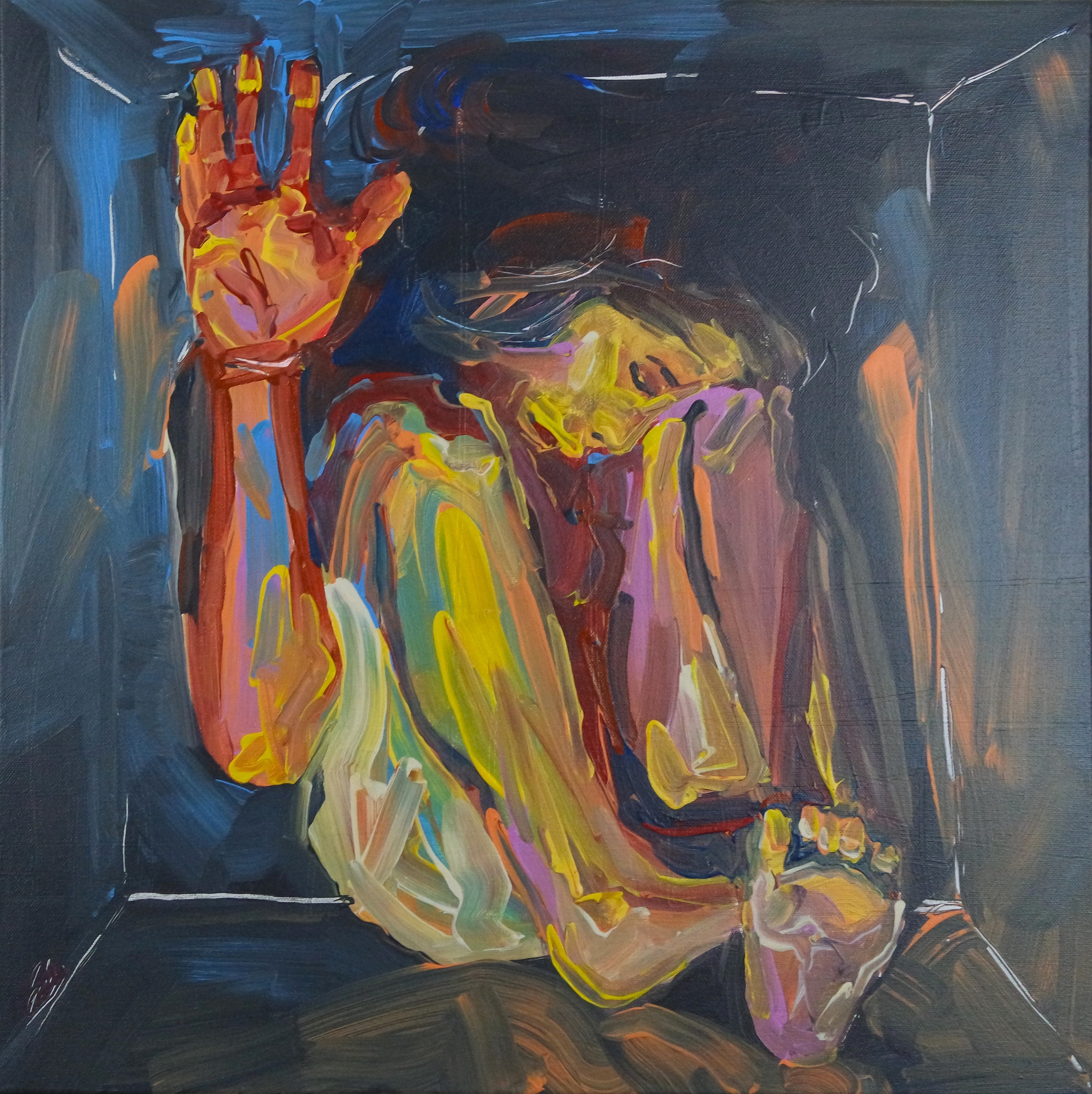Colourful figurative nude in a box 954