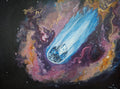 Cosmic Comet Original Acrylic Painting - Celestial Wall Art, Abstract Galaxy Space Decor, Orange Purple Nebula