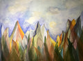 Fantasy landscape original watercolor painting