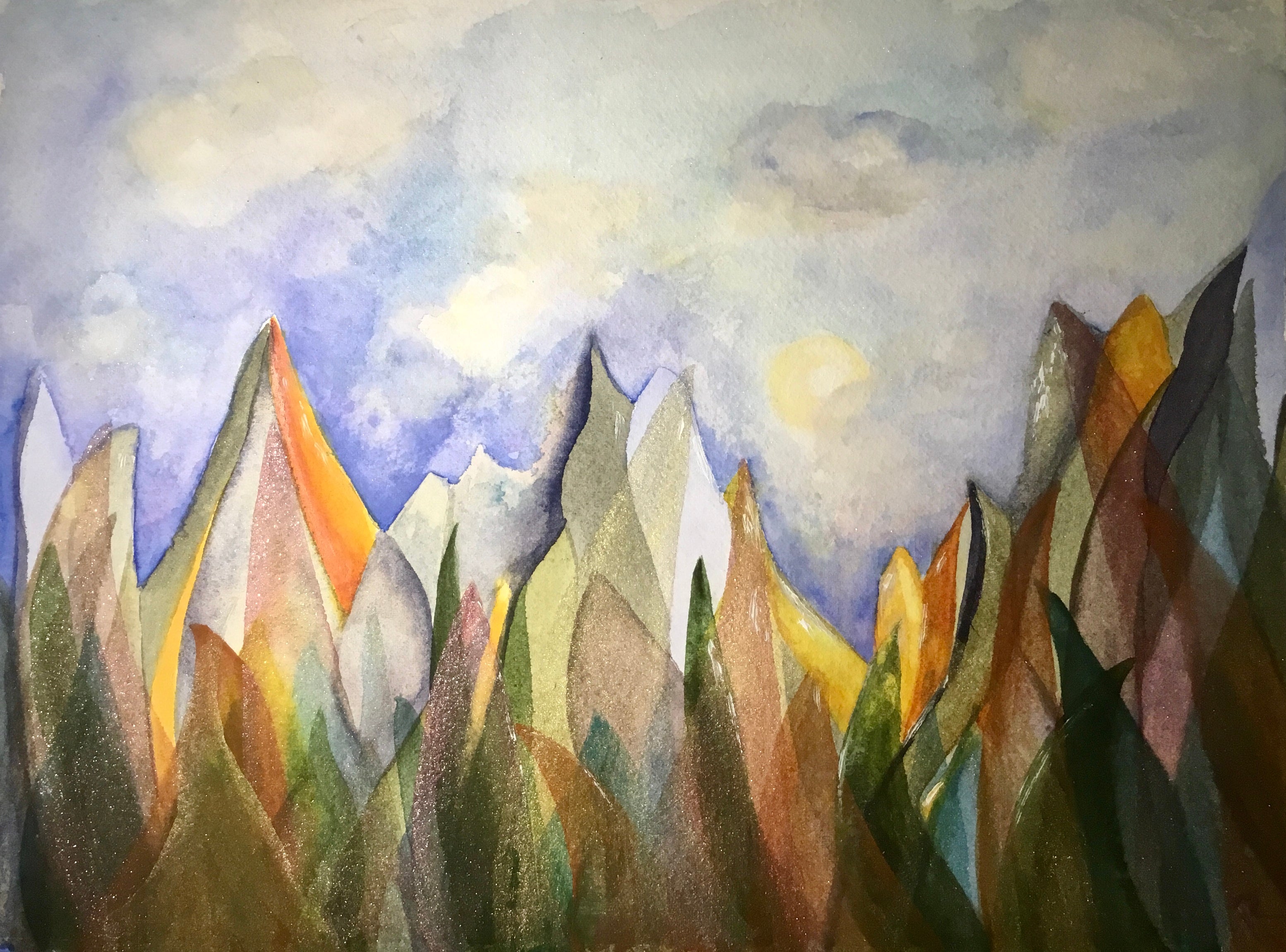Fantasy landscape original watercolor painting