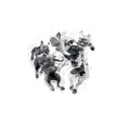 Five French Bulldogs dancing in the round, La Ronde