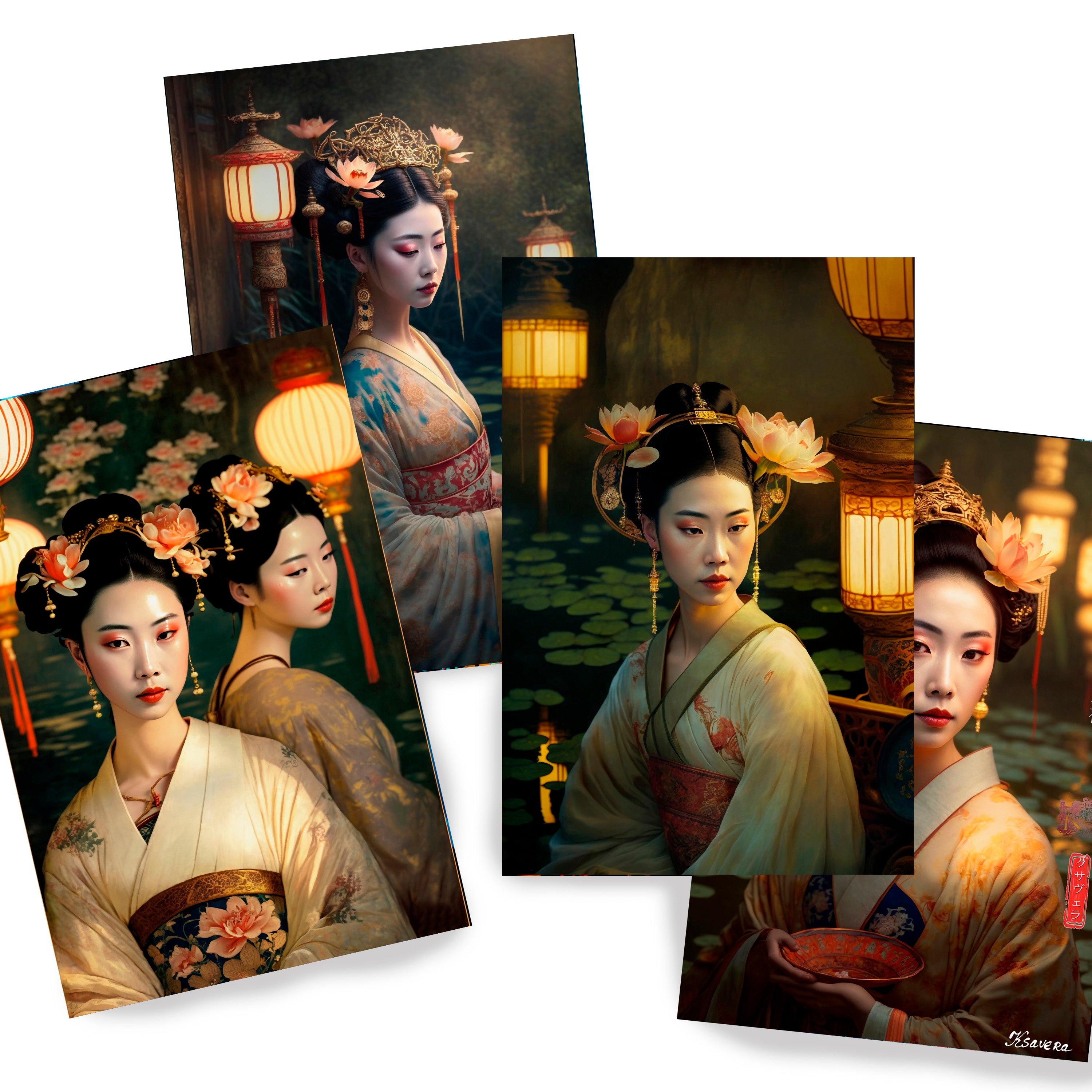 Japanese geisha DS0102 - Set of 4 photo prints