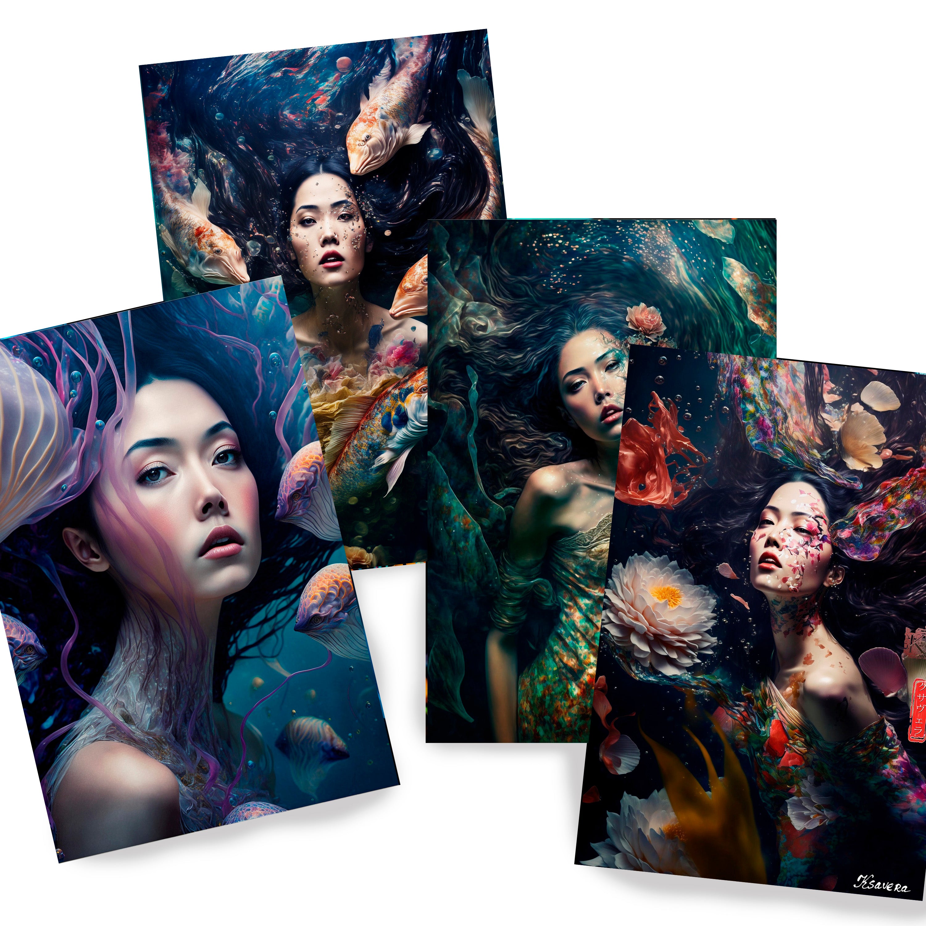 Japanese geisha DS0129 - Set of 4 photo prints
