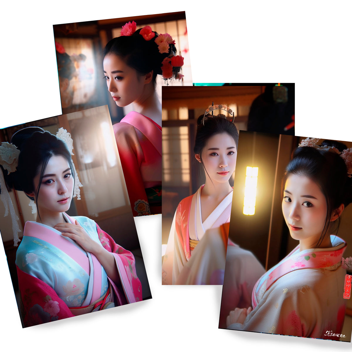 Japanese geisha DS0277 - Set of 4 photo