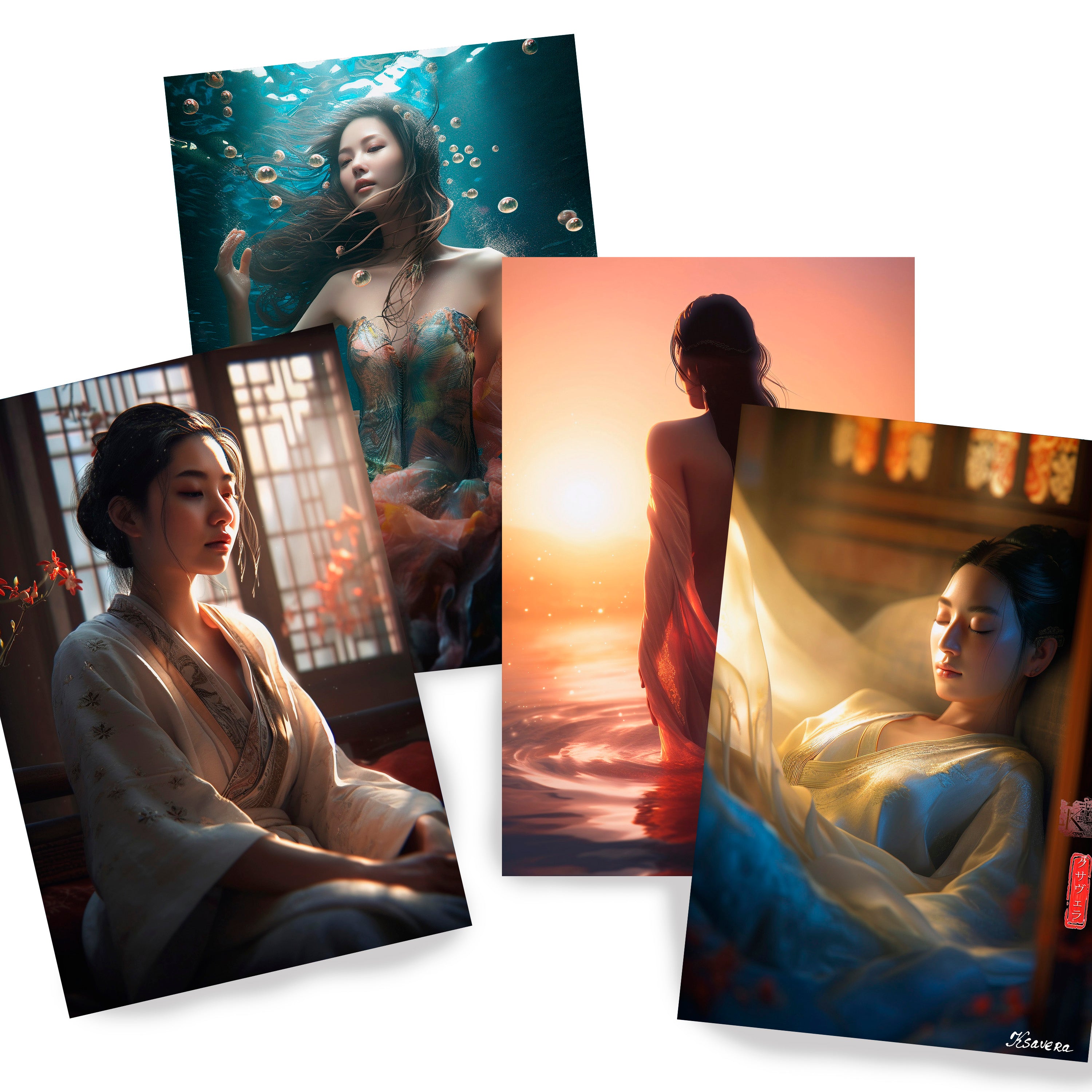 Japanese geisha DS0293 - Set of 4 photo
