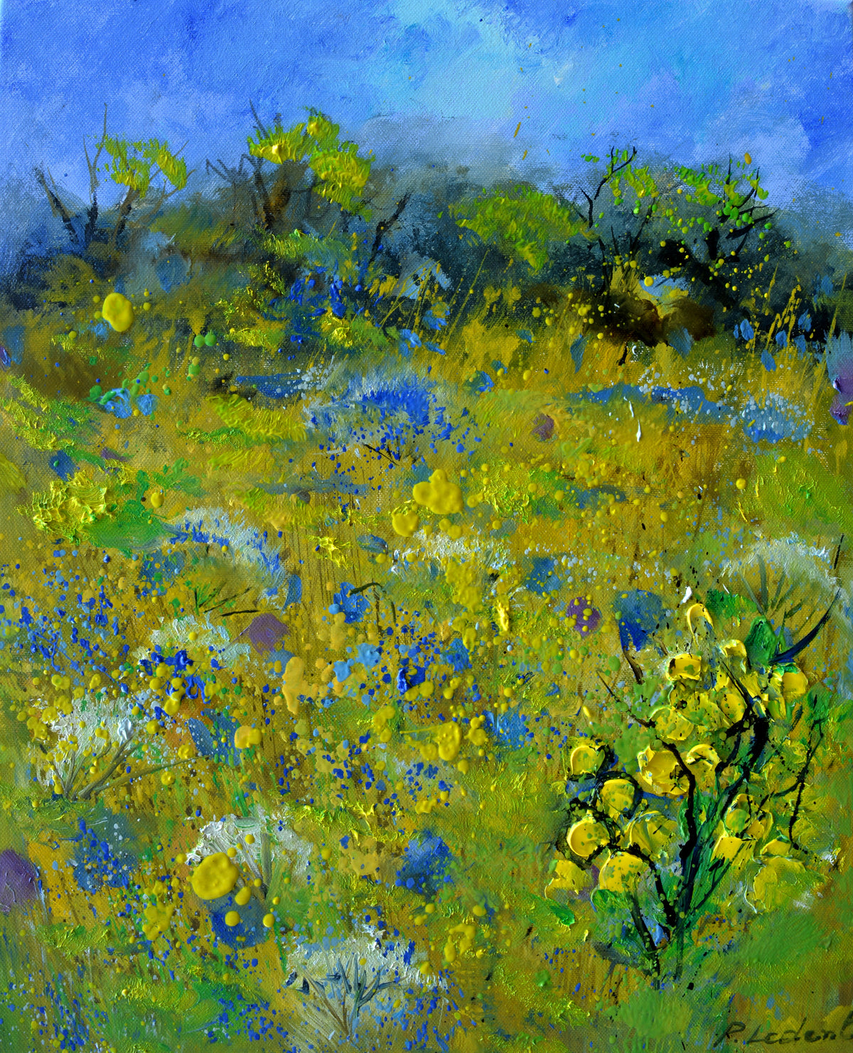 Blue field flowers