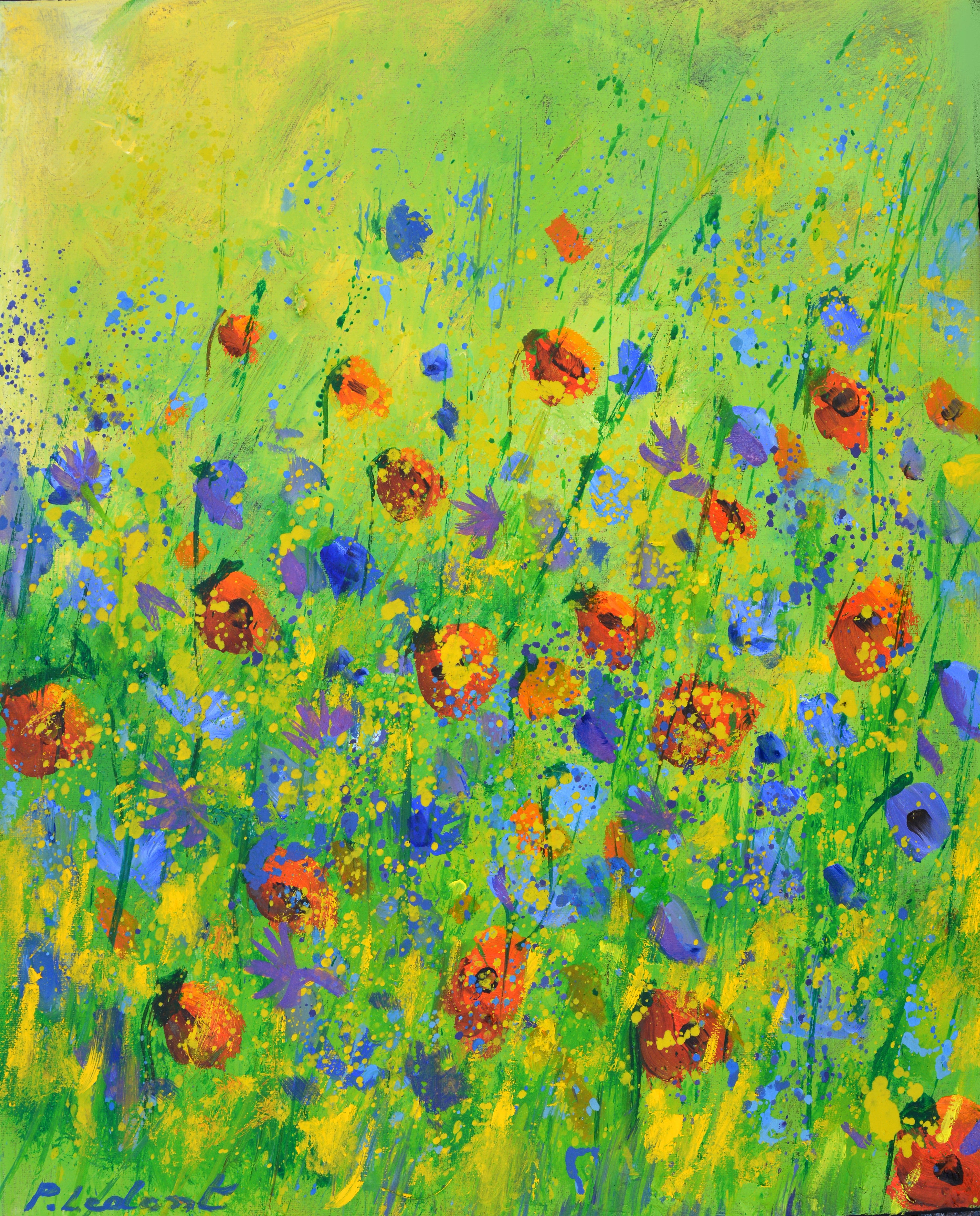Red poppies and blue cornflowers