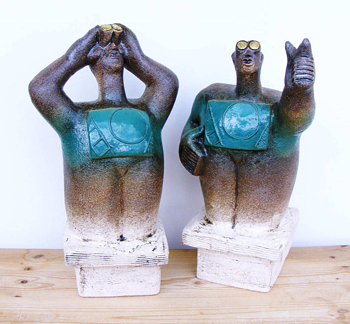 UFO Watchers - “Must be the mothership.” - Ceramic Sculptures - (Pair)
