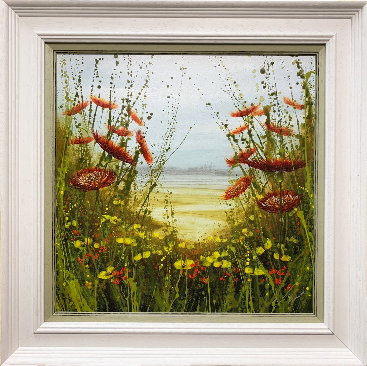 Entice Landscape White Framed