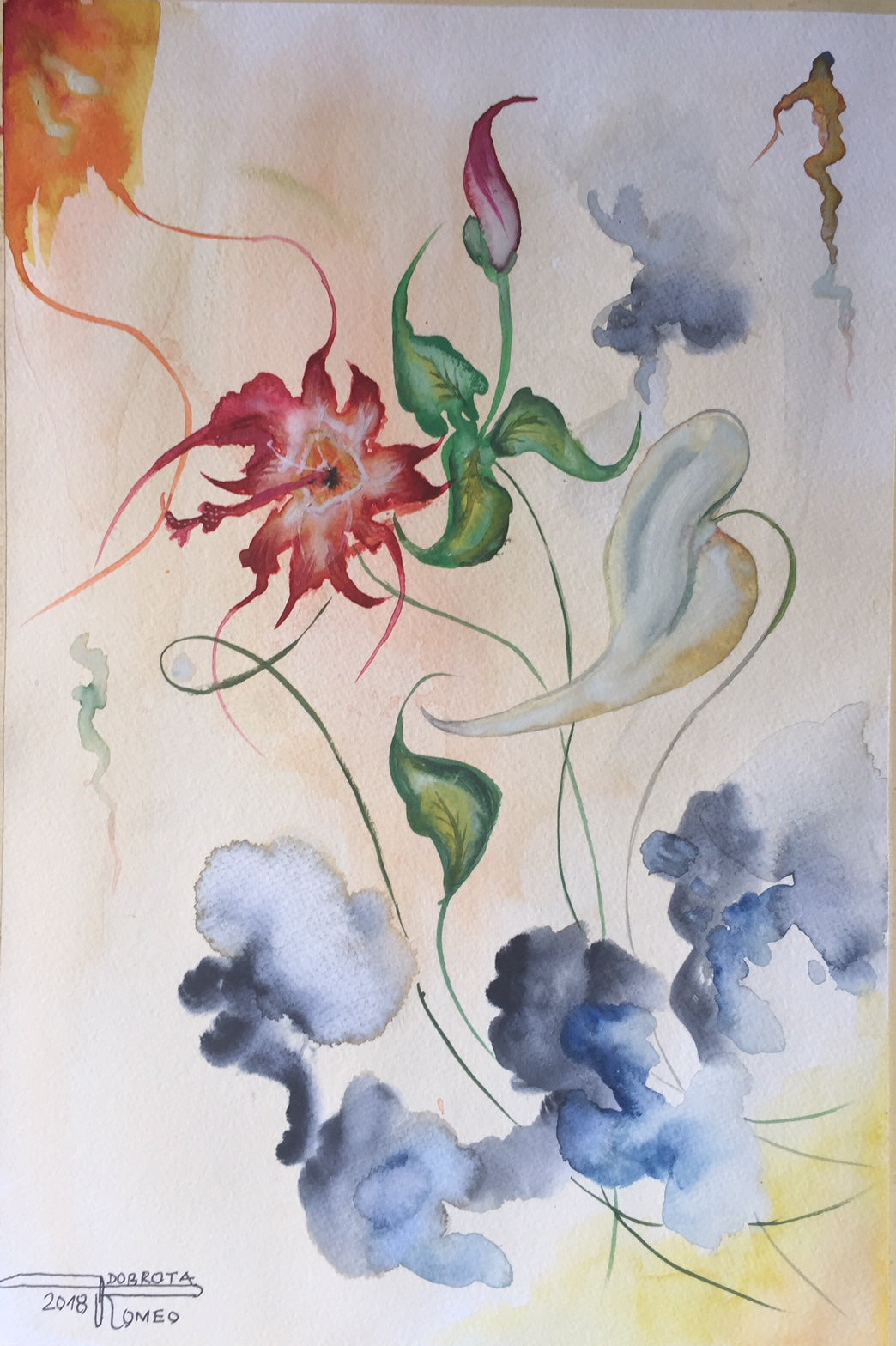 Exotic Flowers 4 12x17.5 inch, Watercolors on cold press paper, SKU 4041