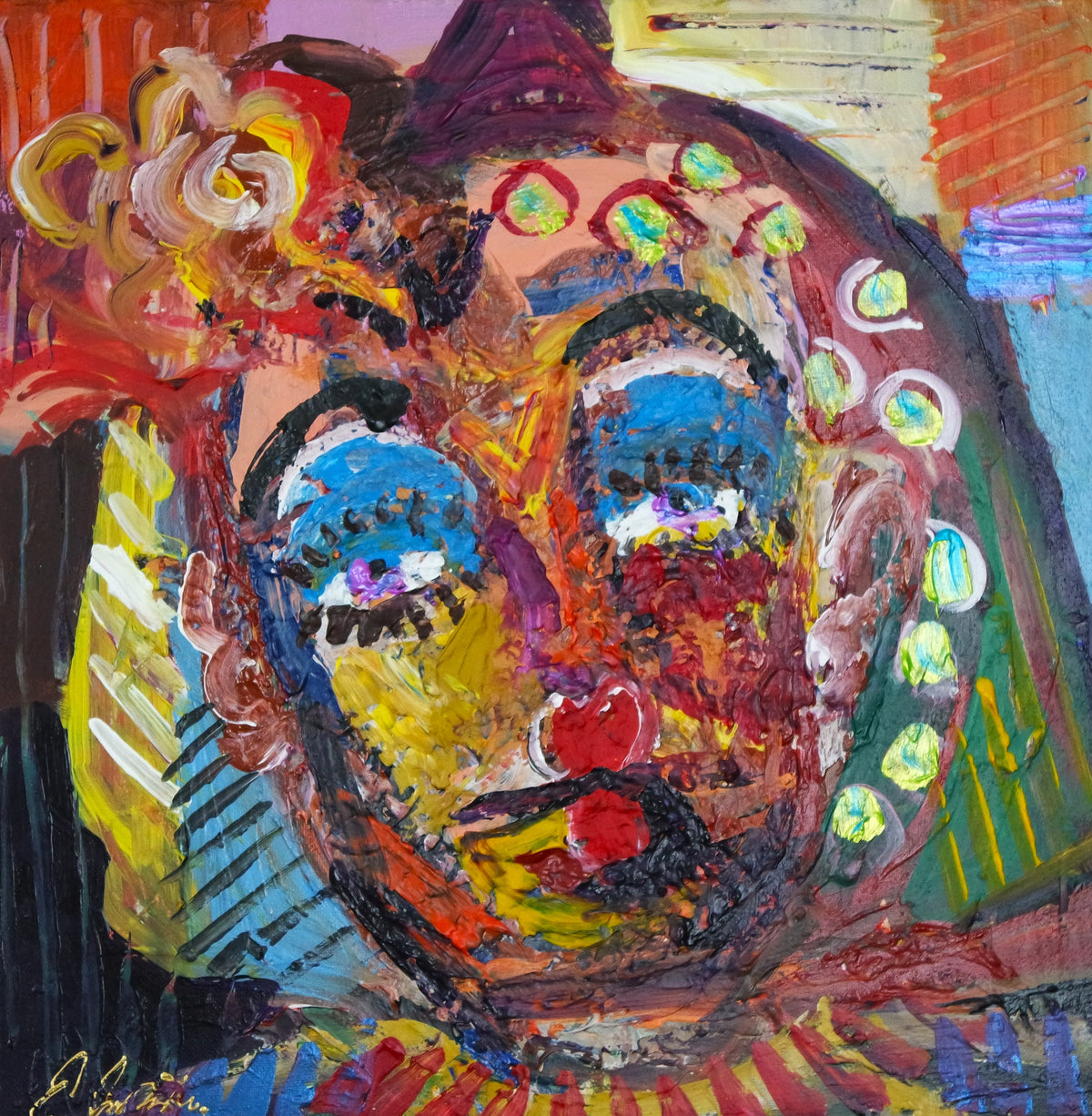 Expresstion Cubist Clown Portrait 384