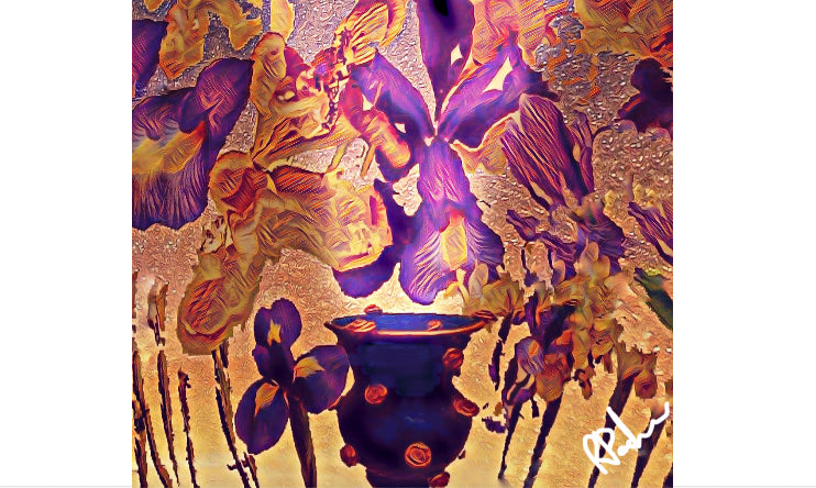 Irises and a Starry Night - Homage to Vincent