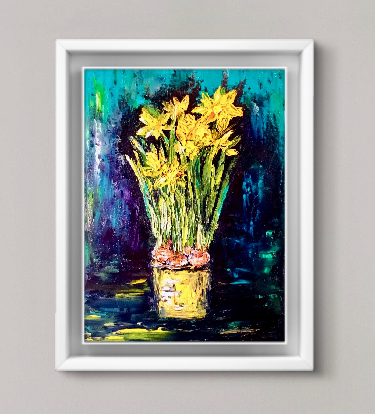 Daffodils Original Oil Painting on Canvas Board