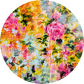 Psychedelic Blue, Pink, Orange and Yellow Flowers Tondo