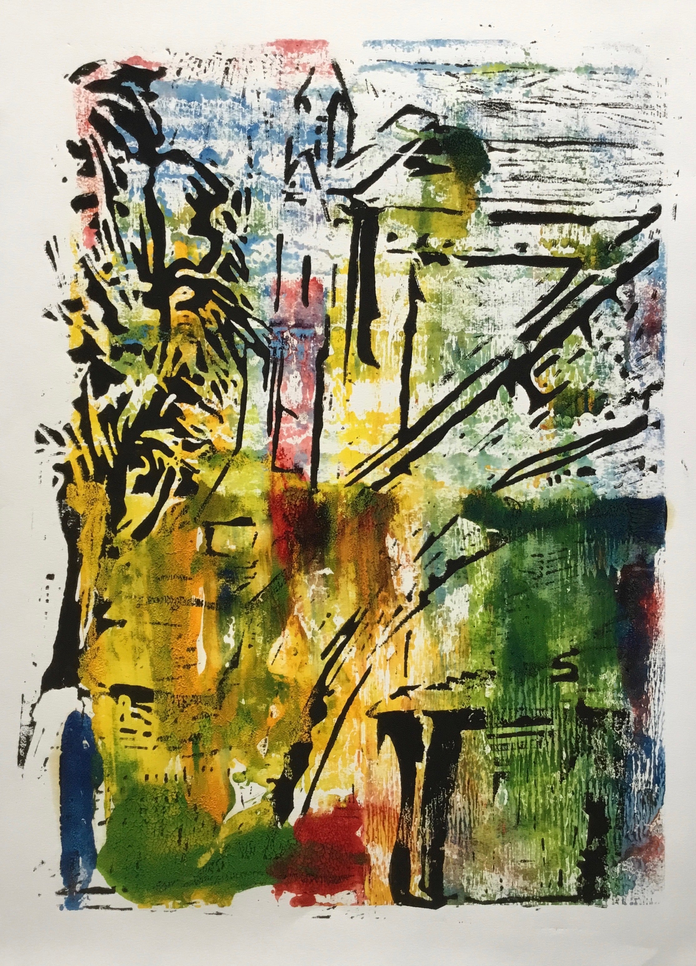 Flying Buttress Lino and Mono-print