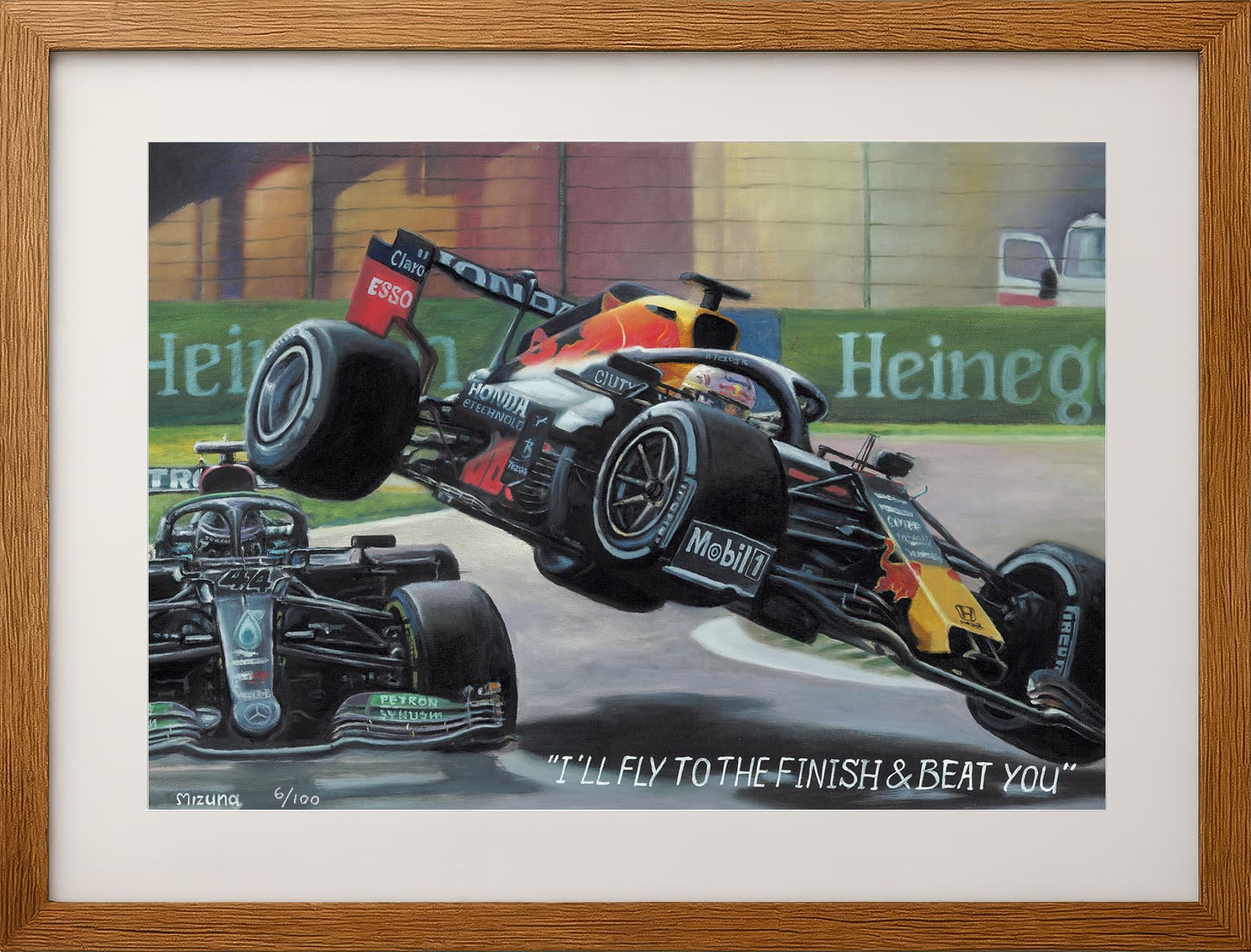 Hamilton & Verstappen F1 Crash - Ltd Edition Framed Giclee Print 50x40cm | COA
